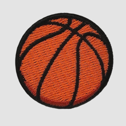 Basketball Embroidered Patch - Hook Backing